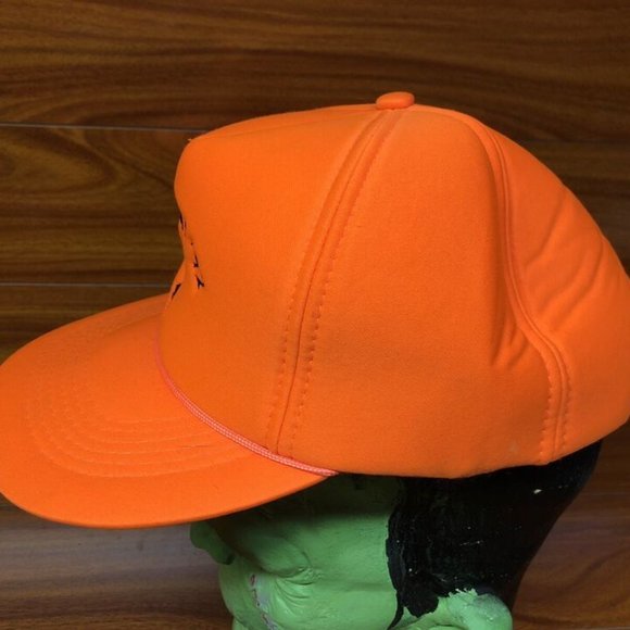 Vintage 90's Blaze Orange Deer Hunt '92 Snapback Hat Cap - Picture 4 of 8